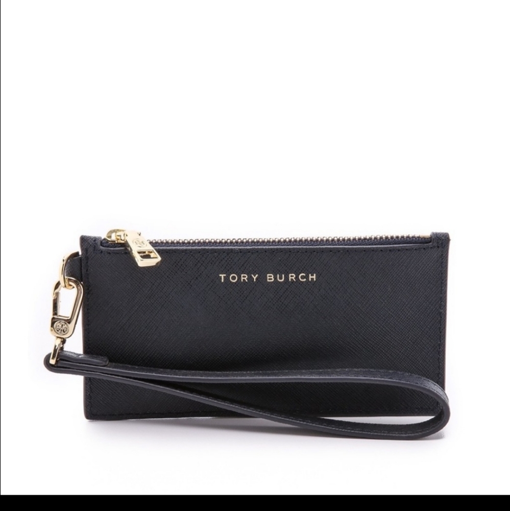 Tory Burch Black and Gold Card Holder Wallet